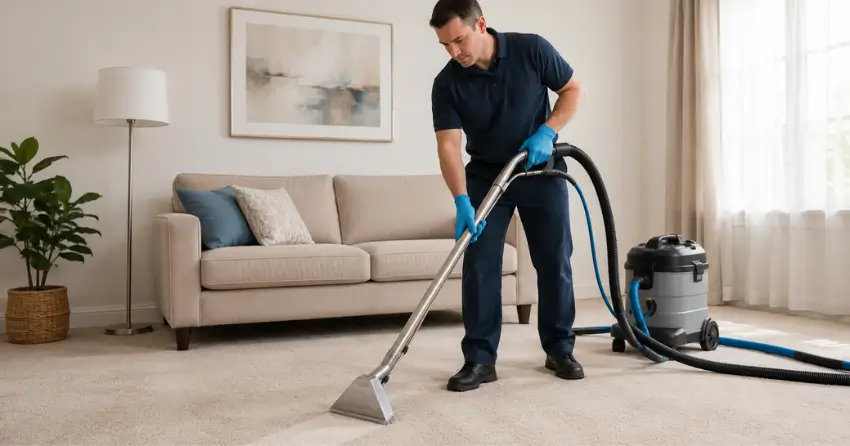 commercial carpet cleaning for businesses office hallway in Edmonton